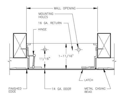 WB DW 400 Series Access Door Dimension Drawing
