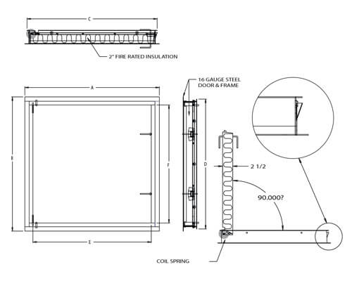 WB FR 850 Series Access Door Dimension Drawing