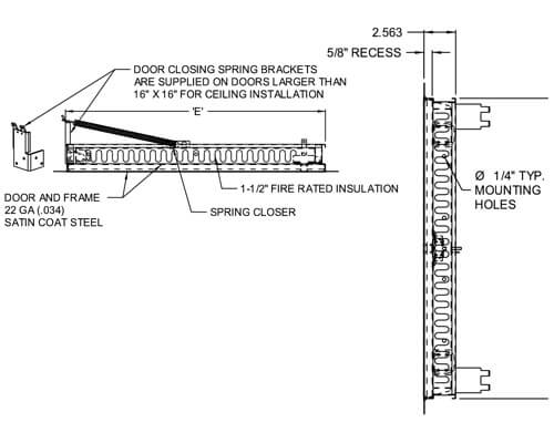 WB FR-RDW 870 Series Access Door Dimension Drawing