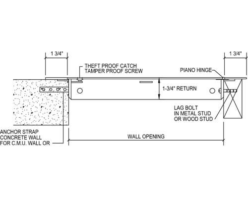 WB MD-SEC 1000 Series Access Door Dimension Drawing