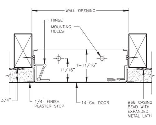 WB PL 500 Series Access Door Dimension Drawing