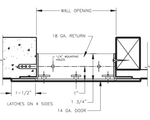 WB RP 110 Series Access Door Dimension Drawing