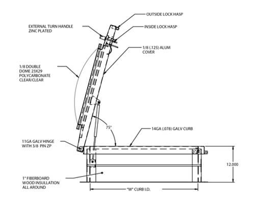 WB RH-D Series Roof Hatch Dimension Drawing