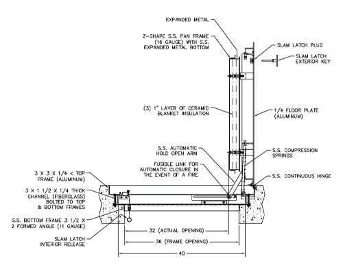 WB FD 8500 Series Floor Hatch Dimension Drawing