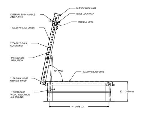 WB SVG Series Smoke Vent Dimension Drawing