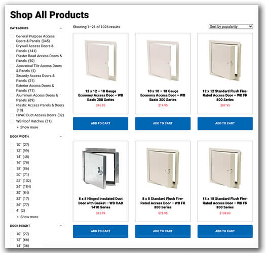 Narrow Search for Access Doors