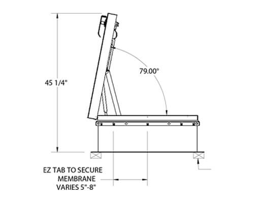 WB RH-HUR Series Roof Hatch Dimension Drawing