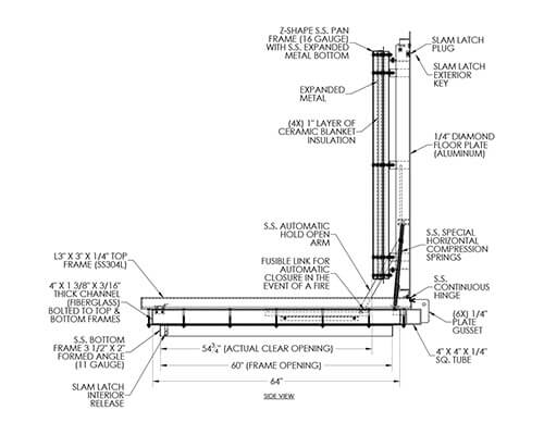 WB FD 8500-XL Series Floor Hatch Dimension Drawing